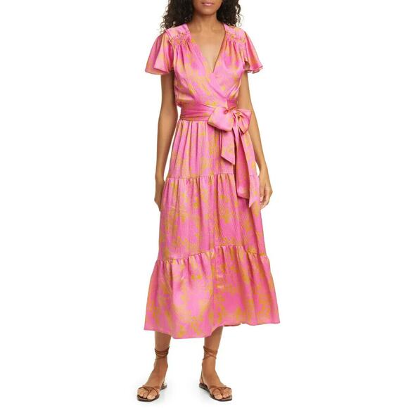 Tanya Taylor Dresses & Skirts - Tanya Taylor NWT Liza Silk V-neck Wrap Maxi Dress Size 2
